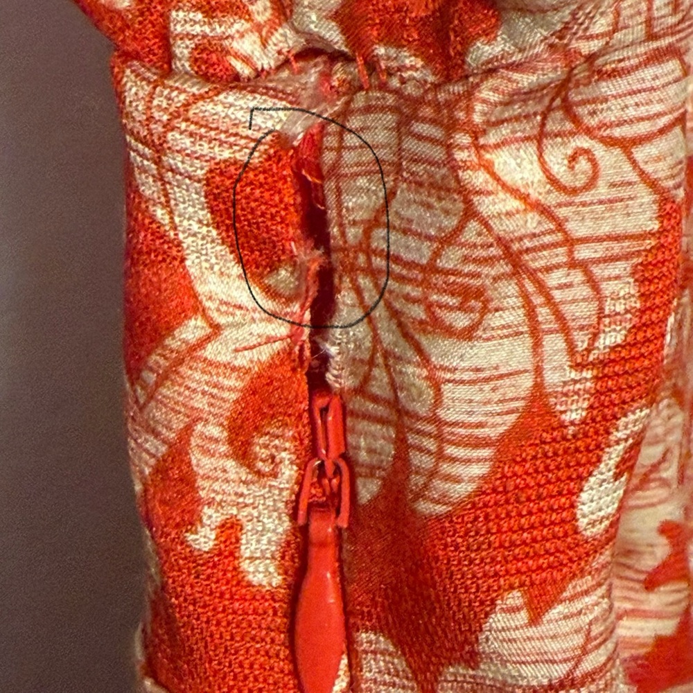 Anthropologie Skylar Surplice‎ Mini Dress Orange-Red Cream Flowers Size 8 - Picture 8 of 12